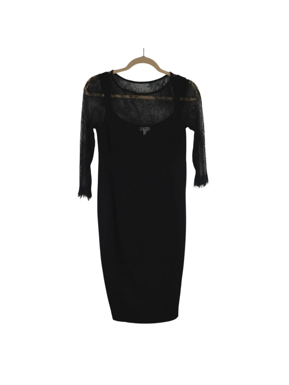 A Pea In The Pod S Black Lace-Overlay Maternity Dress 3/4 Sleeve Sheath